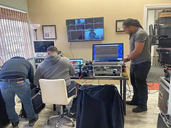 Branded virtual stage setup for companies